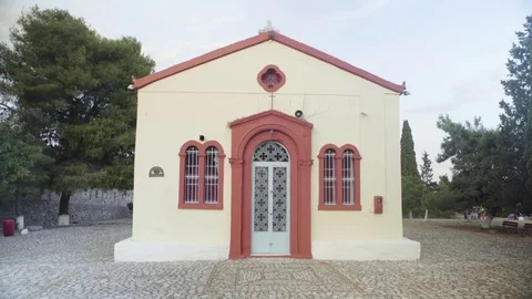 Small church surrounded with trees Stock Footage 77453726