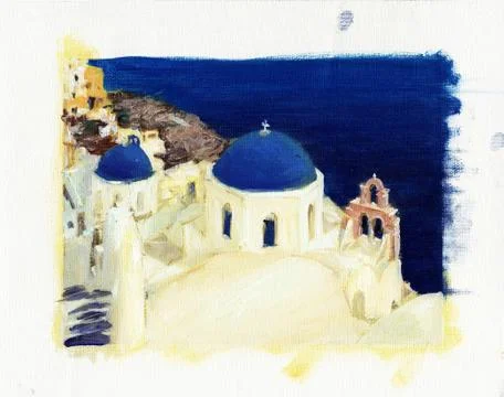 Small churches in Santorini 1 Stock Illustration