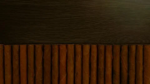 Small cigars lined up. Natural leaf tobacco Stock Photos