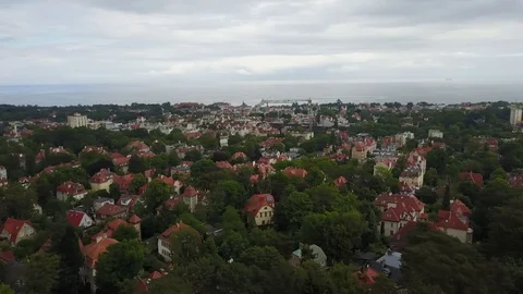 Small city on a background of the sea. Stock Footage 128185708