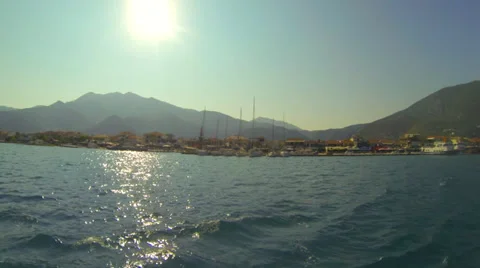 Small city form the boat Stock Footage 34320481