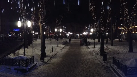 Small city night lights, lights decoration Stock Footage 102185754