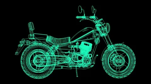 A small classic chopper bike. The model revolves around the center. Stock Footage 86065838