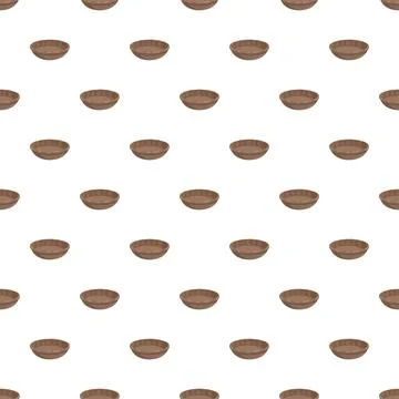Small clay bowls repeat across a white background Stock Illustration