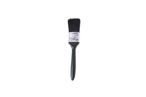 Small clean paintbrush with black handle isolated on a plain white background Photos