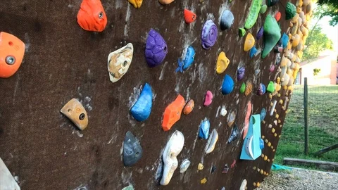 Small climbing wall,Boulder Stock Footage 97900066