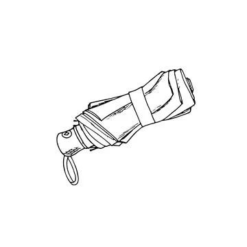 Small closed umbrella, Hand-drawn closed umbrella. Rain protection parasol .. Illustrazione stock