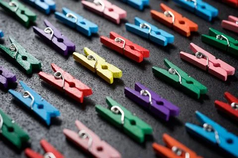Small clothespins view Stock Photos
