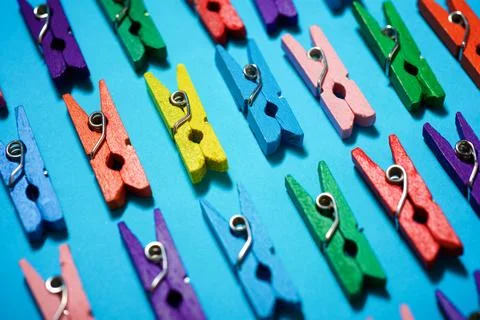Small clothespins view Stock Photos