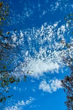 Small clouds on the blue sky Stock Photos