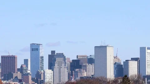 Small Clouds Over Boston's Financial District (Left to Right Slide) Stock Footage 127386770