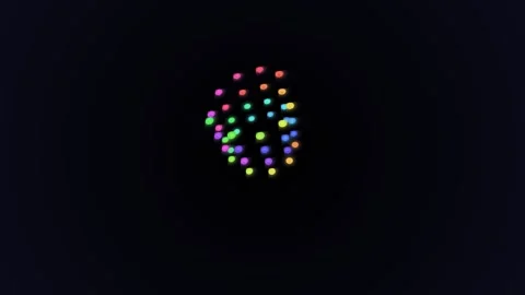 A small cluster of colorful glowing light particles against a black background Stock-Footage 335117766