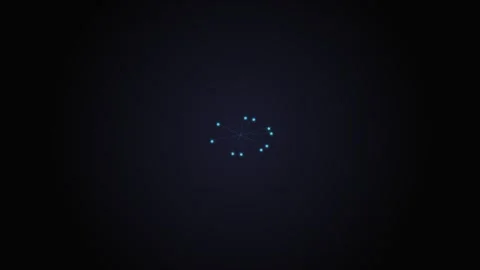 A small cluster of glowing blue square pixels centered on a dark background Stock Footage 339617533