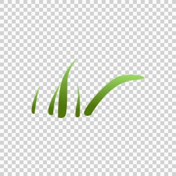 A small cluster of green grass blades in a low, gentle curve. 스톡 일러스트