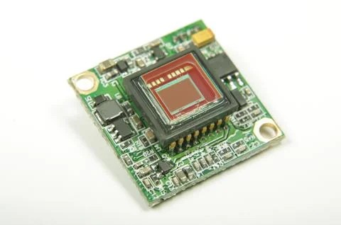 Small CMOS camera sensor inside analog drone FPV camera Stock Photos