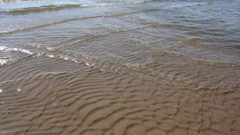 Small coastal waves, natural background, Ob reservoir, Russia Stock Footage 91119633