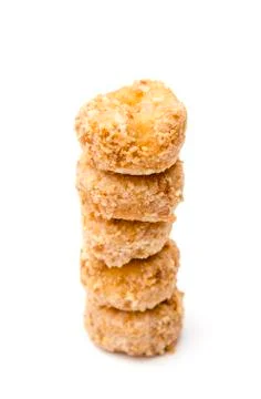 Small Coconut Donuts on a White Background Stock Photos