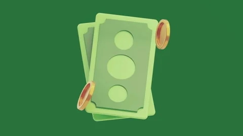 With small coin and stack of money top dollar traffic light sitting sign coins Stock Footage 335980492