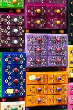 Small colored boxes Stock Photos