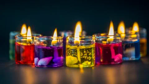 Small colored candles Foto stock