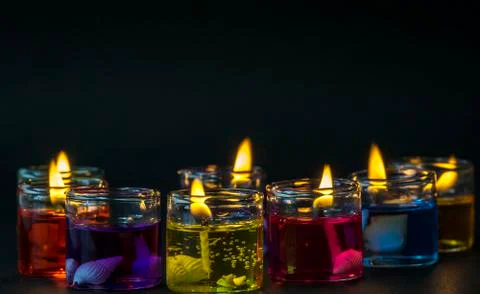 Small colored candles Foto stock
