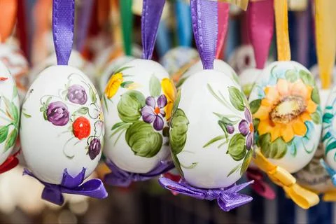 Small colored easter eggs, Typical object of the Easter time Stock Photos