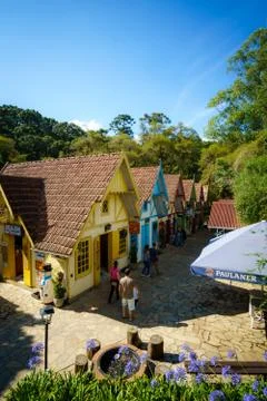 Small Colorful Buildings in Monte Verde, Brazil Stock Photos