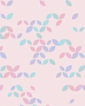 Small colorful leaf clusters are distributed across a blush background, pai.. Ilustração Stock