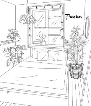 Small but Comfy Bedroom Stock Illustration