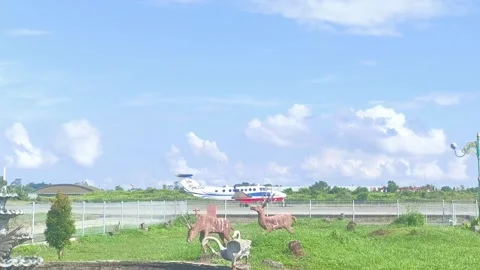 A small commercial airplane before take off Stock Footage 336675318