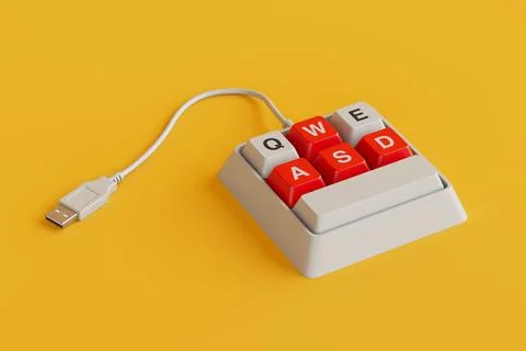 Small, Compact and Designed Specifically for Gaming White Keyboard with Red.. Stock Illustration