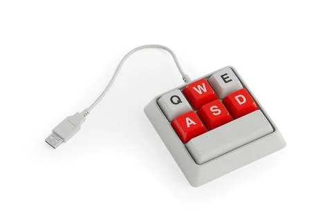 Small, Compact and Designed Specifically for Gaming White Keyboard with Red.. Stock Illustration