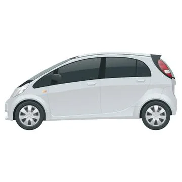 Small Compact Electric vehicle or hybrid car. Eco-friendly hi-tech auto. Easy Stock Illustration