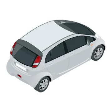 Small Compact Electric vehicle or hybrid car. Eco-friendly hi-tech auto. Easy Stock Illustration