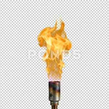 Small controlled gas burner flame isolated on transparent background. PSD Template