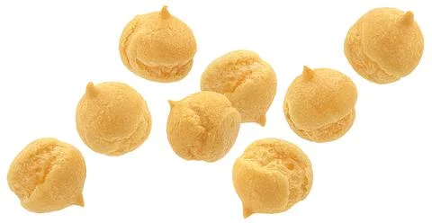 Small cookie drops, puff pastry balls isolated on white background Stock-Fotos
