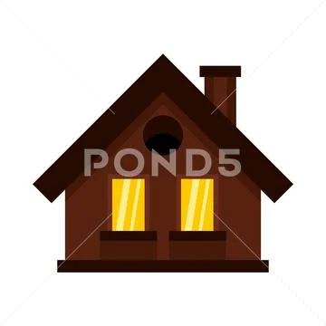 Small cottage icon in flat style Stock Illustration