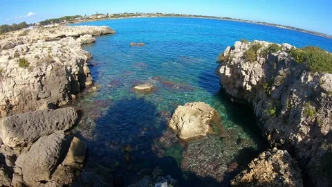 Small cove in the sea with rocks Stock Footage 146615791
