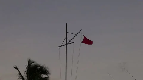A small craft advisory flag waving in the wind Stock Footage 56287730