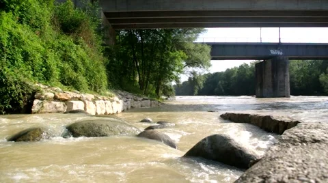 Small creek enters a river 스톡 동영상 40609730