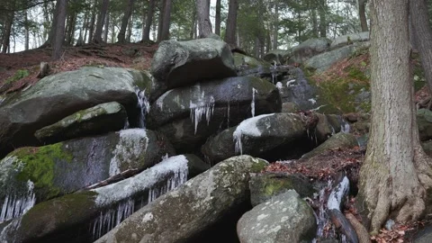Small creek with waterfall on rocks 26 Stock Footage 224198309