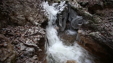 Small creek winter Stock Footage 99444956