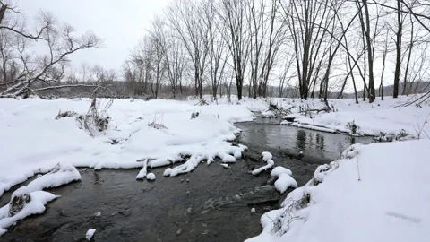 Small creek in winter Stock Footage 170623171