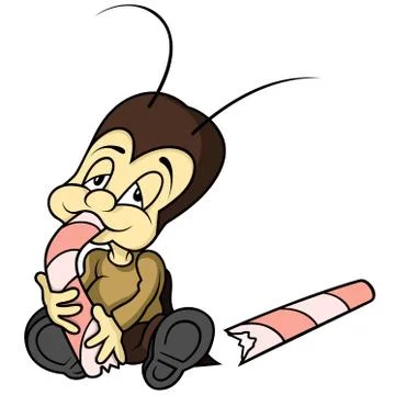 Small Cricket and Candy Stock Illustration