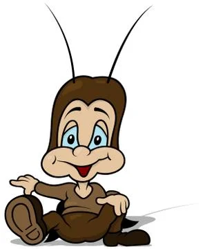 Small Cricket Sitting and Pointing Illustrazione stock