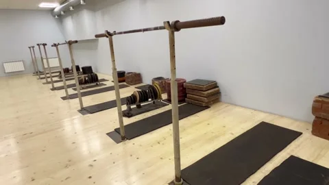 A small crossfit gym Stock Footage 206173199