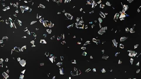 Small crystal shards are scattered on a black background Stock Footage 300763154