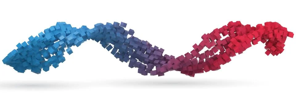 Small cubes flow. 3d style vector illustration. Stock Illustration