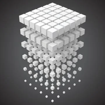 Small cubes forming a big cube. blockchain and big data cncept. 3D style vector 库存插图