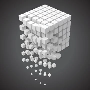 Small cubes forming a big cube. blockchain and big data cncept. 3D style vector Stock-Illustration